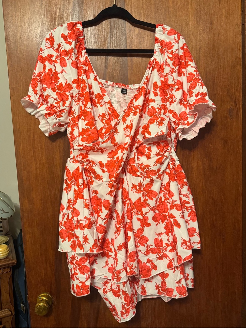 Floral Boho Ruffle Sleeve Plus Size Romper 3XL
